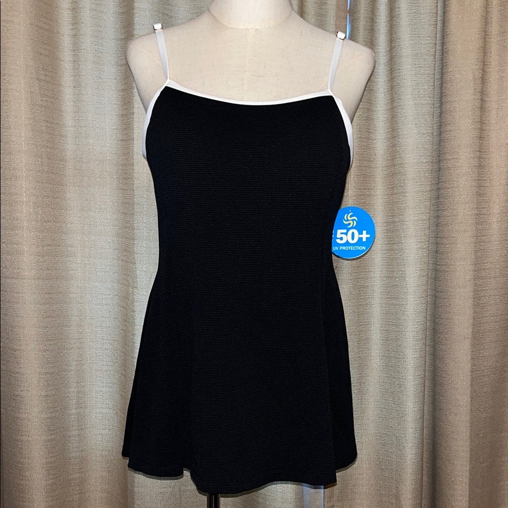 Sol Borne Black & White Swim Dress – UPF 50+ Sun Protection Womens XL